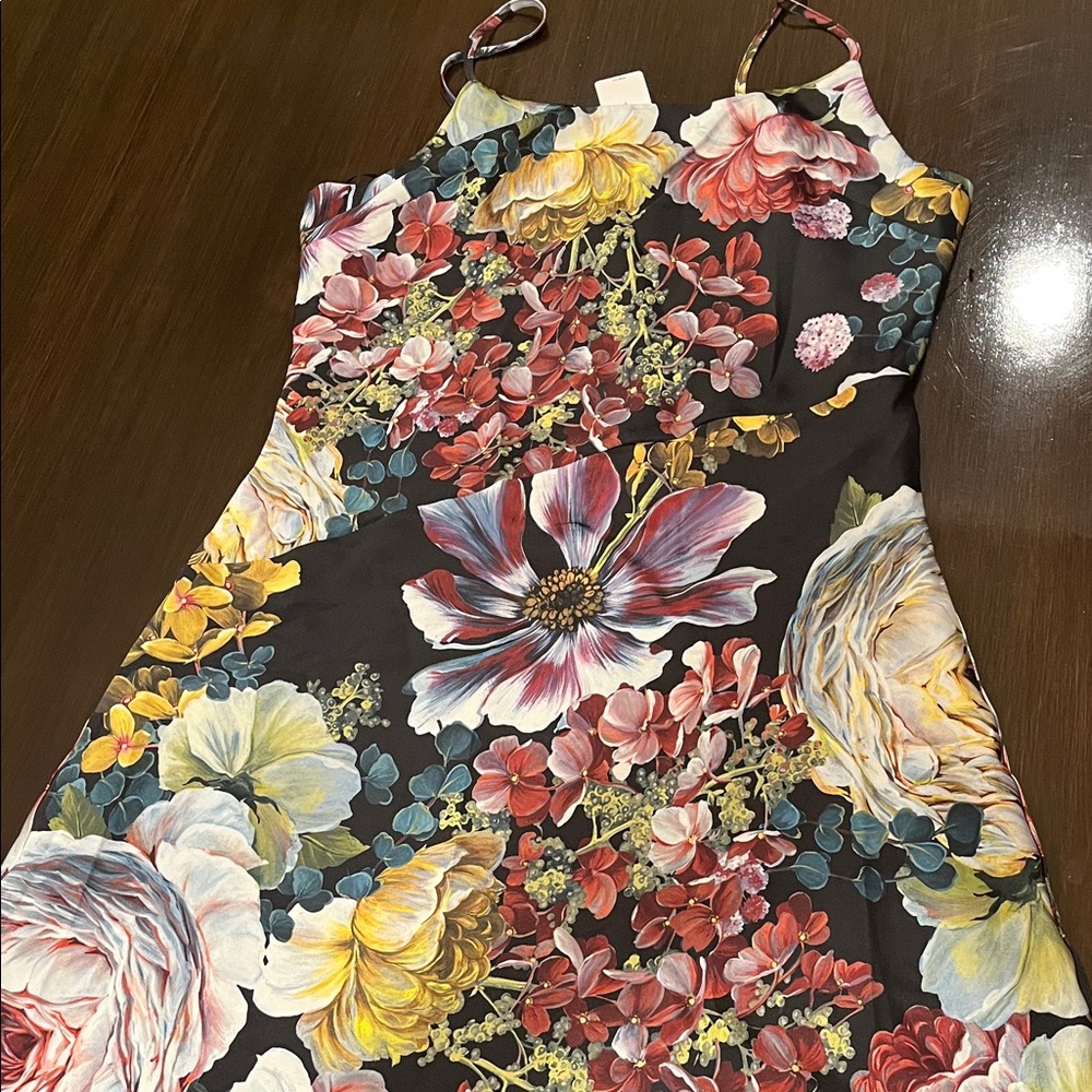 Express Multicolor Floral Strapless Dress